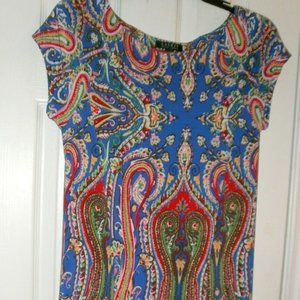 Ralph Lauren Paisley Poly Spandex Knit Dress